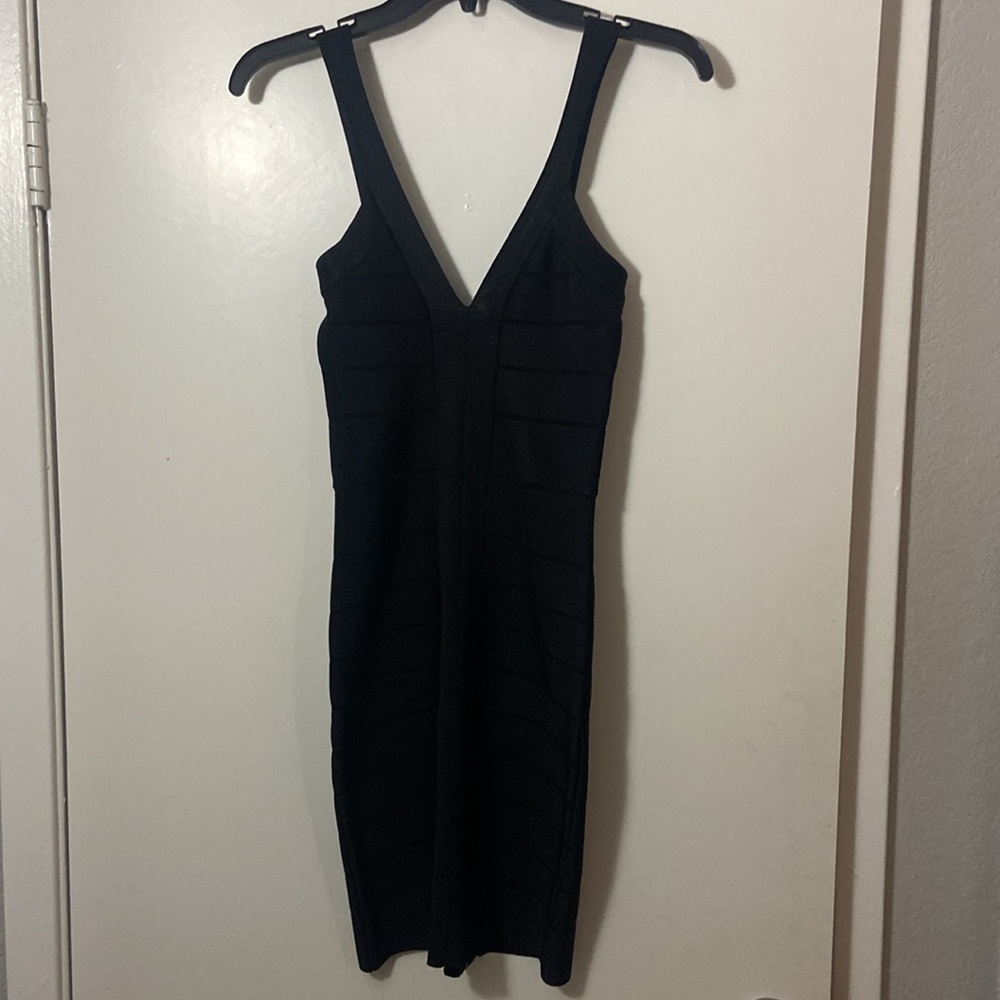 FRENCH CONNECTION- Bodycon Black Dress w/ zipper down the back.
